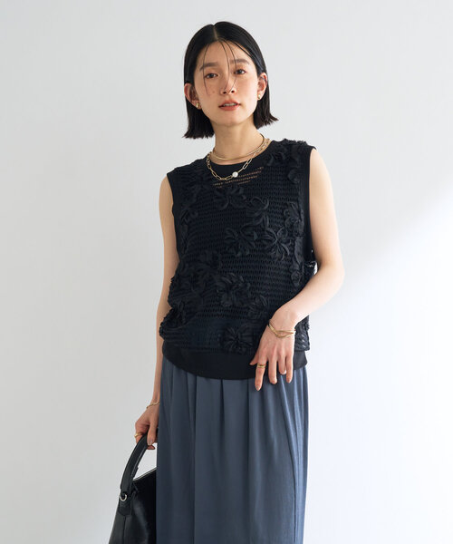 セール】【大人の甘さを引き出す】フラワーモチーフメッシュ