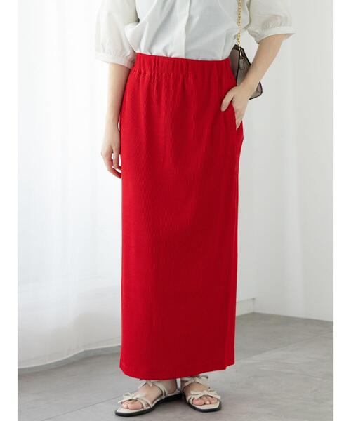 Te chichi TERRASSE(テチチテラス)の「【選べる着丈】ゴム編みナロースカート(スカート・レディース・チャコールグレー/オフホワイト/ブルー/ブラック/レッド・フリー(L)/フリー(M))」の5枚目の写真