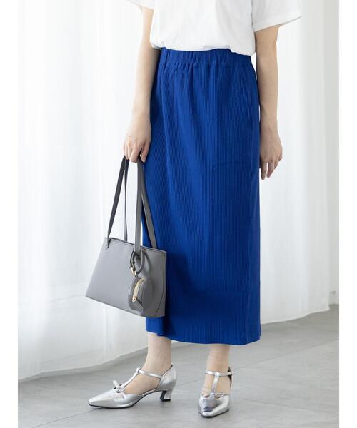 Te chichi TERRASSE(テチチテラス)の「【選べる着丈】ゴム編みナロースカート(スカート・レディース・チャコールグレー/オフホワイト/ブルー/ブラック/レッド・フリー(L)/フリー(M))」の8枚目の写真