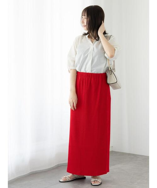 Te chichi TERRASSE(テチチテラス)の「【選べる着丈】ゴム編みナロースカート(スカート・レディース・チャコールグレー/オフホワイト/ブルー/ブラック/レッド・フリー(L)/フリー(M))」の9枚目の写真