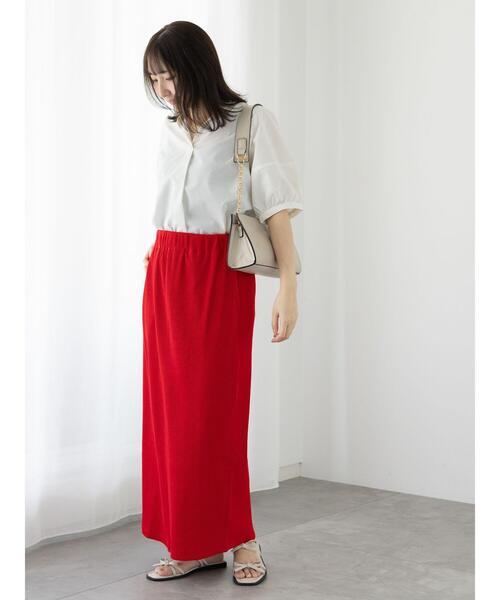 Te chichi TERRASSE(テチチテラス)の「【選べる着丈】ゴム編みナロースカート(スカート・レディース・チャコールグレー/オフホワイト/ブルー/ブラック/レッド・フリー(L)/フリー(M))」の10枚目の写真