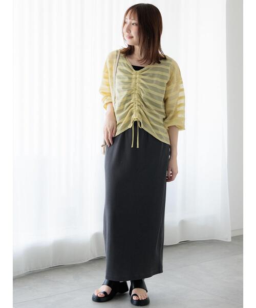 Te chichi TERRASSE(テチチテラス)の「【選べる着丈】ゴム編みナロースカート(スカート・レディース・チャコールグレー/オフホワイト/ブルー/ブラック/レッド・フリー(L)/フリー(M))」の19枚目の写真