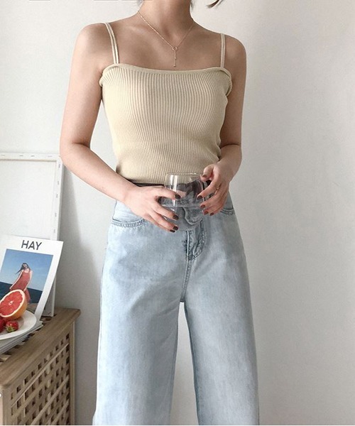 urge：（アージコロン ）の「【URGE：】☆CanCam掲載アイテム☆ レーヨン リブ キャミソール（キャミソール・レディース・ブラウン/ブラック/オフホワイト/ブルー/ライトグリーン/ピンク/ベージュ・SMALL/LARGE/MEDIUM）」の4枚目の写真