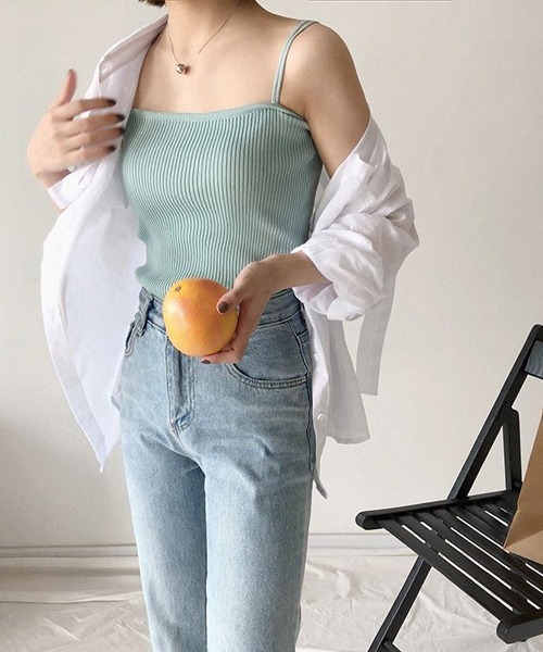 urge：（アージコロン ）の「【URGE：】☆CanCam掲載アイテム☆ レーヨン リブ キャミソール（キャミソール・レディース・ブラウン/ブラック/オフホワイト/ブルー/ライトグリーン/ピンク/ベージュ・SMALL/LARGE/MEDIUM）」の5枚目の写真