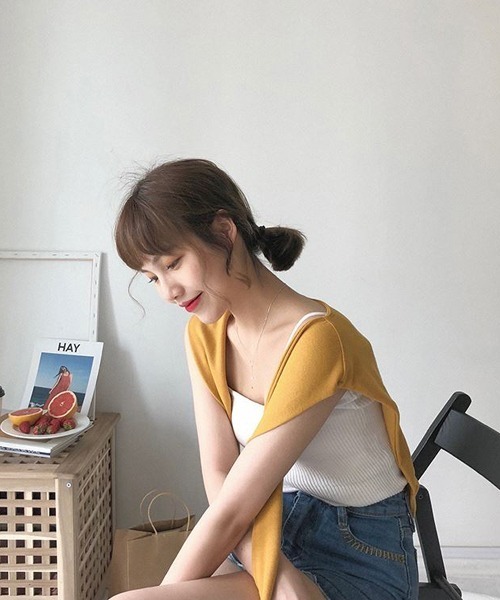 urge：（アージコロン ）の「【URGE：】☆CanCam掲載アイテム☆ レーヨン リブ キャミソール（キャミソール・レディース・ブラウン/ブラック/オフホワイト/ブルー/ライトグリーン/ピンク/ベージュ・SMALL/LARGE/MEDIUM）」の9枚目の写真