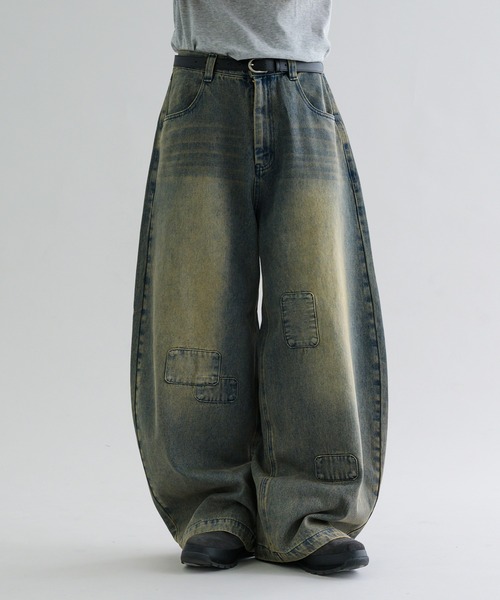 EPNK(イーピーエヌケー)の「【EPNK】Patchwork curve denim pants / パッチワークカーブデニムパンツ(デニムパンツ・メンズ・グレー/ブラック/ブルー系その他・SMALL/MEDIUM/LARGE)」の3枚目の写真