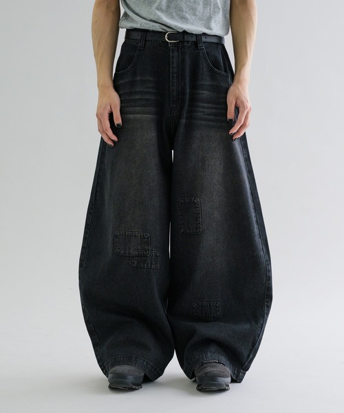 EPNK(イーピーエヌケー)の「【EPNK】Patchwork curve denim pants / パッチワークカーブデニムパンツ(デニムパンツ・メンズ・グレー/ブラック/ブルー系その他・SMALL/MEDIUM/LARGE)」の6枚目の写真