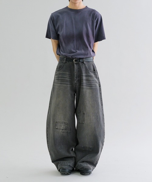 EPNK】Patchwork curve denim pants / パッチワークカーブデニムパンツ