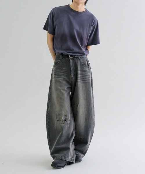 EPNK】Patchwork curve denim pants / パッチワークカーブデニムパンツ
