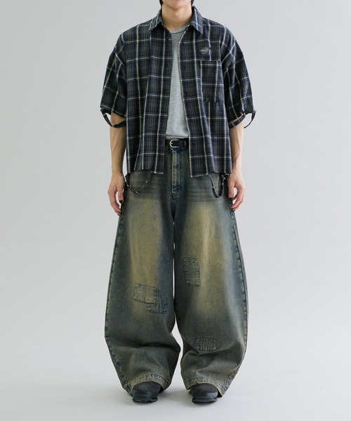 EPNK】Patchwork curve denim pants / パッチワークカーブデニム