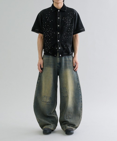 EPNK】Patchwork curve denim pants / パッチワークカーブデニムパンツ