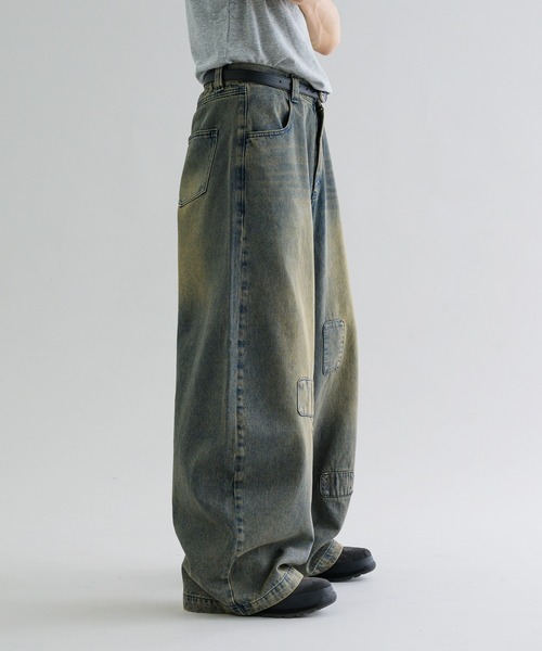 EPNK】Patchwork curve denim pants / パッチワークカーブデニムパンツ