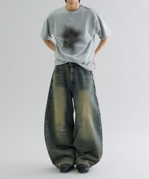 EPNK】Patchwork curve denim pants / パッチワークカーブデニム