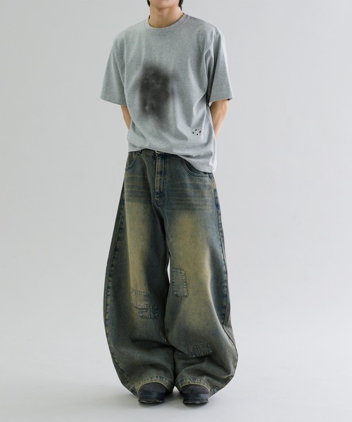 EPNK】Patchwork curve denim pants / パッチワークカーブデニムパンツ