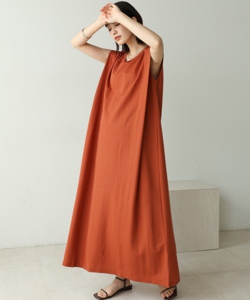 Bou Jeloud（ブージュルード）の「カノコ肩タックフレアワンピース（ワンピース・レディース・ブラック/グレイッシュベージュ/キャメル/イエロー・FREE）」の8枚目の写真