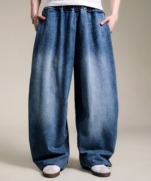 CALIFORNIA OUTFITTERS（カリフォルニア アウトフィッターズ）の「4D54 BARREL LEG JEANS ドローコード デニム カーブパンツ（デニムパンツ・メンズ・ブラック/ブルー・FREE）」の2枚目の写真