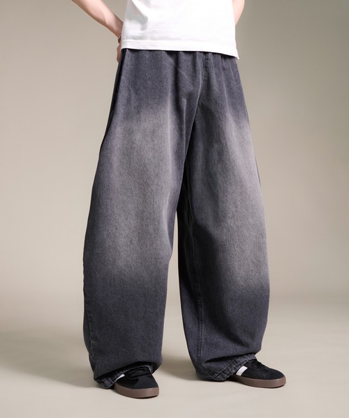 CALIFORNIA OUTFITTERS（カリフォルニア アウトフィッターズ）の「4D54 BARREL LEG JEANS ドローコード デニム カーブパンツ（デニムパンツ・メンズ・ブラック/ブルー・FREE）」の3枚目の写真
