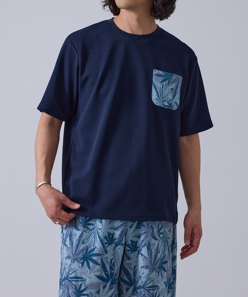 JUN セットアップ対応】j.n.r.d/ウェーブワッフルポケット付きTシャツ（T