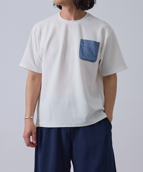 セットアップ対応】j.n.r.d/ウェーブワッフルポケット付きTシャツ（T