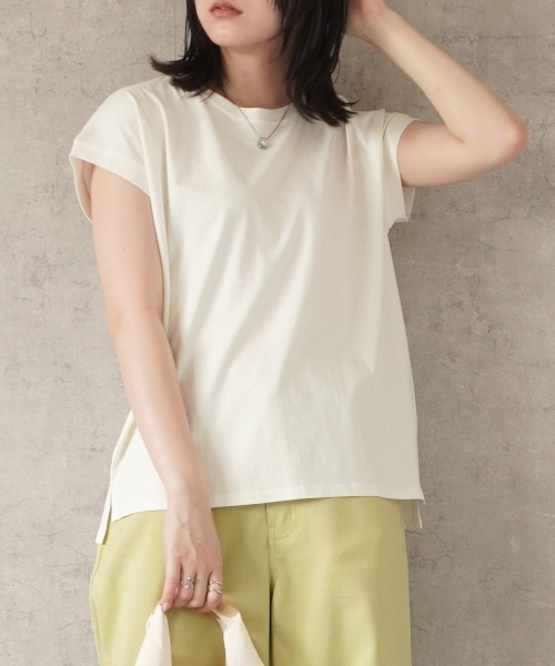 SELECT LEVERY(セレクトリベリー)の「フレンチスリーブTシャツ(Tシャツ/カットソー・レディース・ブラック/パープル/オフホワイト/ベージュ・MEDIUM)」の5枚目の写真