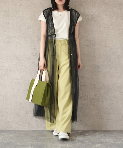 SELECT LEVERY(セレクトリベリー)の「フレンチスリーブTシャツ(Tシャツ/カットソー・レディース・ブラック/パープル/オフホワイト/ベージュ・MEDIUM)」の8枚目の写真