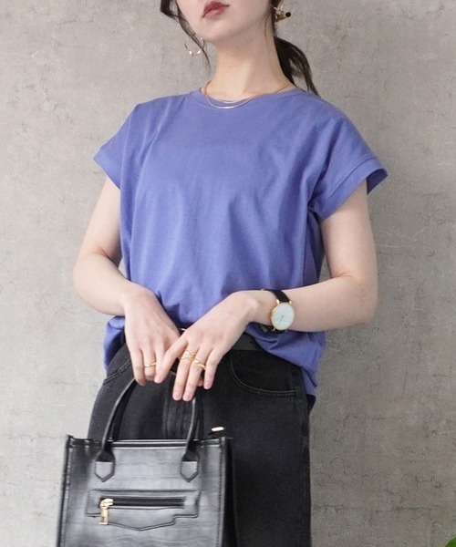 SELECT LEVERY(セレクトリベリー)の「フレンチスリーブTシャツ(Tシャツ/カットソー・レディース・ブラック/パープル/オフホワイト/ベージュ・MEDIUM)」の12枚目の写真