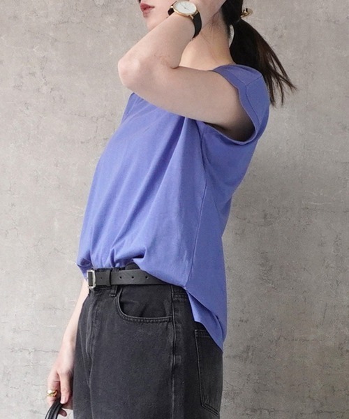 SELECT LEVERY(セレクトリベリー)の「フレンチスリーブTシャツ(Tシャツ/カットソー・レディース・ブラック/パープル/オフホワイト/ベージュ・MEDIUM)」の13枚目の写真