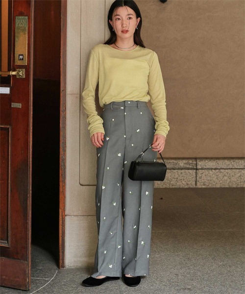 titivate（ティティベイト）の「フラワー刺繍ストレートパンツ（その他パンツ・レディース・チャコール/ブラック・L/M/S/SP）」の12枚目の写真