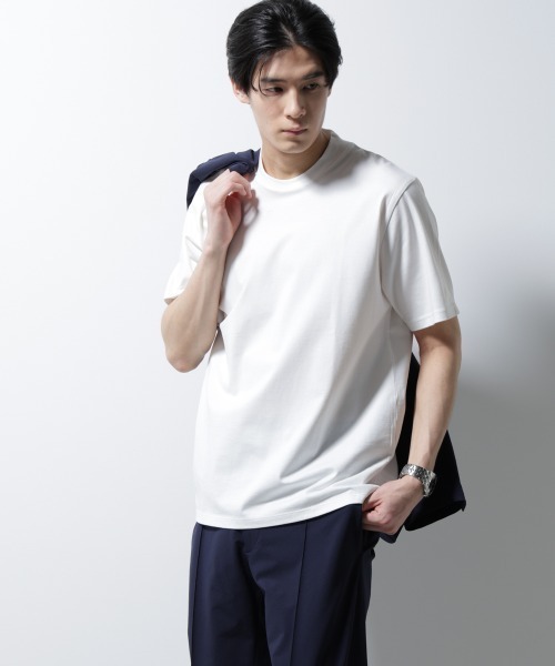 NANO universe（ナノユニバース）の「ジャケT(R) クルーネック 半袖（Tシャツ/カットソー・メンズ・グレー/ブラック/ホワイト/ネイビー・L/M/S/XL）」の2枚目の写真