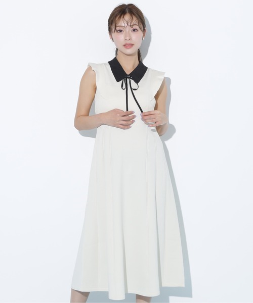 JILL by JILL STUART（ジルバイジルスチュアート）の「◇コルセットリブ襟付きニットワンピース（ワンピース・レディース・ホワイト/モカ/ブラック・FREE）」の2枚目の写真