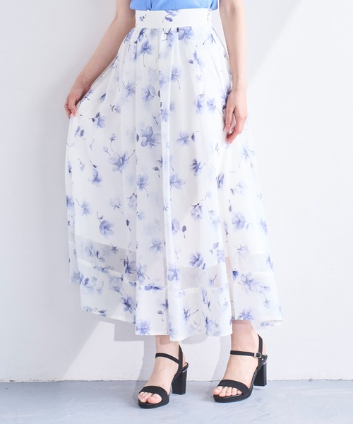 31 Sons de mode（トランテアン　ソン　ドゥ　モード）の「花柄シアーフレアースカート（スカート・レディース・オフホワイト/ベージュ・S/M）」の15枚目の写真