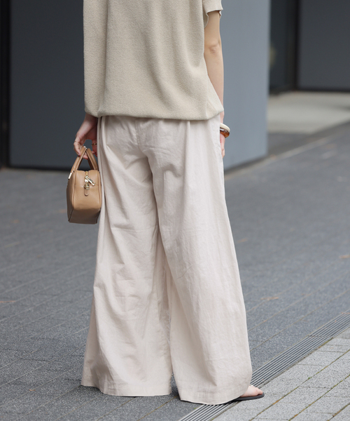 追加》リネンコットンワイドギャザーパンツ（その他パンツ