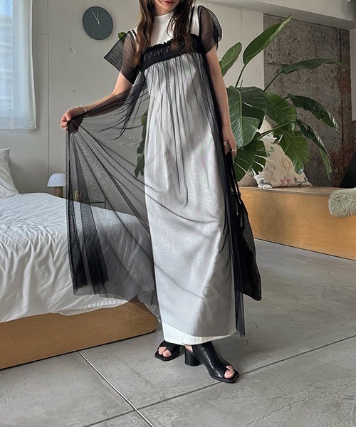 willfully ノースリーブワンピース one side tuck flare nosleeve rib OP（ワンピース）｜WILLFULLY