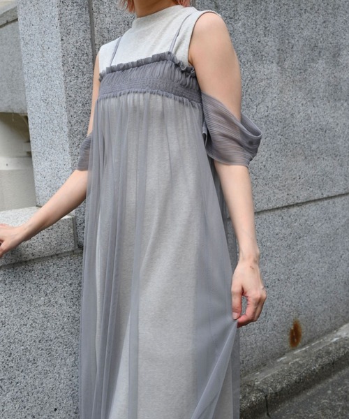 WILLFULLY（ウィルフリー）の「one side tuck flare nosleeve rib OP（ワンピース・レディース・オートミール/チャコール/ホワイト/ブラック・FREE）」の22枚目の写真