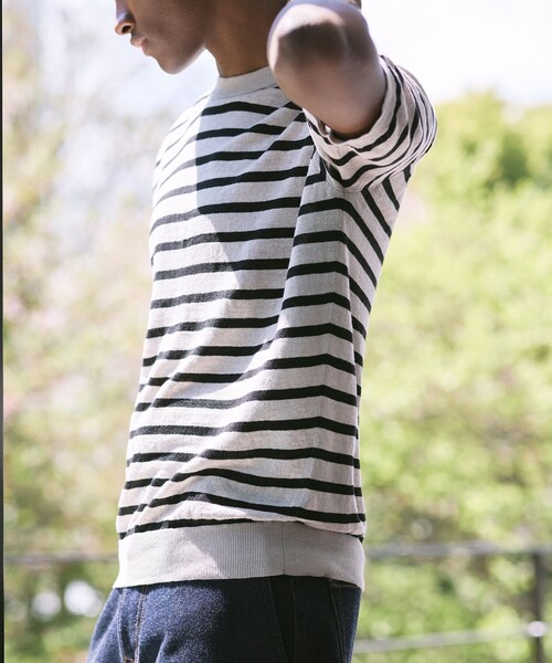 MACKINTOSH LONDON（マッキントッシュ ロンドン）の「【LEON掲載】リネンボーダーニットTシャツ（Tシャツ/カットソー・メンズ・ライトグレー/ブルー系その他7・L/M）」の14枚目の写真