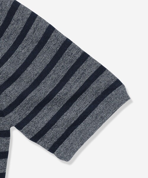 MACKINTOSH LONDON（マッキントッシュ ロンドン）の「【LEON掲載】リネンボーダーニットTシャツ（Tシャツ/カットソー・メンズ・ライトグレー/ブルー系その他7・L/M）」の9枚目の写真