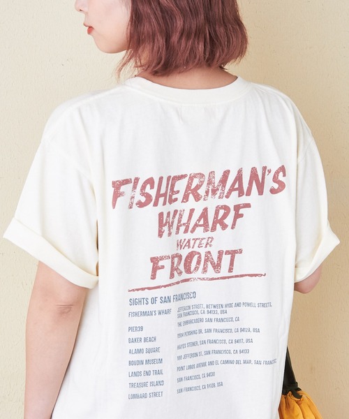 CUBE SUGAR（キューブシュガー）の「26/-OE天竺ピグメント染めロゴプリントビッグTシャツ（Tシャツ/カットソー・レディース・ピンク/スミクロ/パープル/ナチュラル・M）」の3枚目の写真