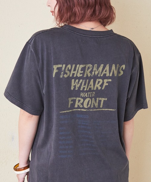 CUBE SUGAR（キューブシュガー）の「26/-OE天竺ピグメント染めロゴプリントビッグTシャツ（Tシャツ/カットソー・レディース・ピンク/スミクロ/パープル/ナチュラル・M）」の17枚目の写真