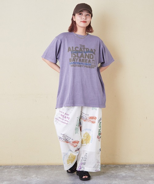 CUBE SUGAR（キューブシュガー）の「26/-OE天竺ピグメント染めロゴプリントビッグTシャツ（Tシャツ/カットソー・レディース・ピンク/スミクロ/パープル/ナチュラル・M）」の22枚目の写真