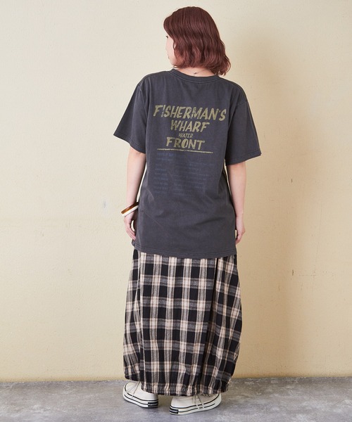 コグマ　BLESS N° 37♪総柄カットソー キューブリック セール】26/-OE天竺ピグメント染めロゴプリントビッグTシャツ（T