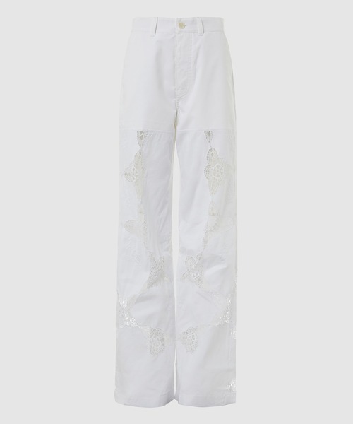 MARINE SERRE(マリーン・セル)の「REGENERATED HOUSEHOLD LINEN WIDE LEG PANTS(その他パンツ・レディース・ホワイト系その他・XS/XXS)」の1枚目の写真
