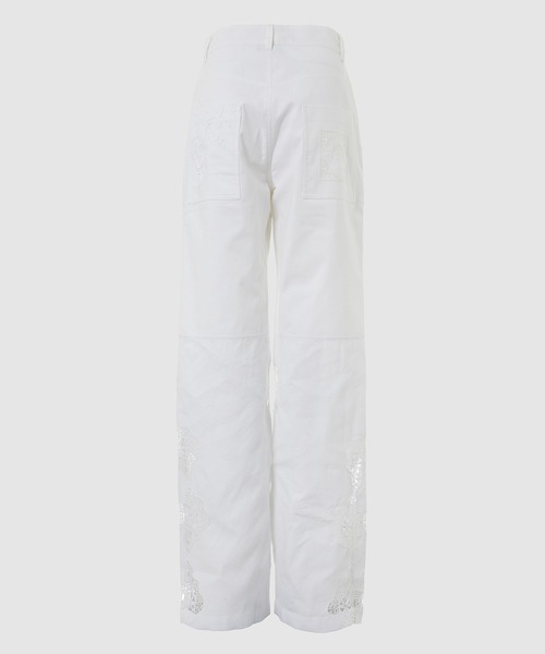 MARINE SERRE(マリーン・セル)の「REGENERATED HOUSEHOLD LINEN WIDE LEG PANTS(その他パンツ・レディース・ホワイト系その他・XS/XXS)」の2枚目の写真