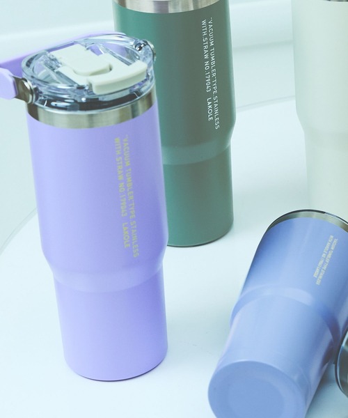 LAKOLE（ラコレ）の「【保冷保温／大容量900ml／ストロー付】ハンドル2WAYタンブラー / 572946（水筒・レディース・アイボリー/ブラック/パープル/イエロー/オレンジ/グリーン/ブルー/シルバー/ピンク・FREE）」の10枚目の写真
