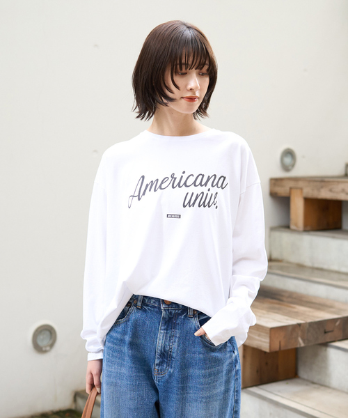 AMERICANA×MICA＆DEAL/ アメリカーナ×マイカ】long tee ロゴロング