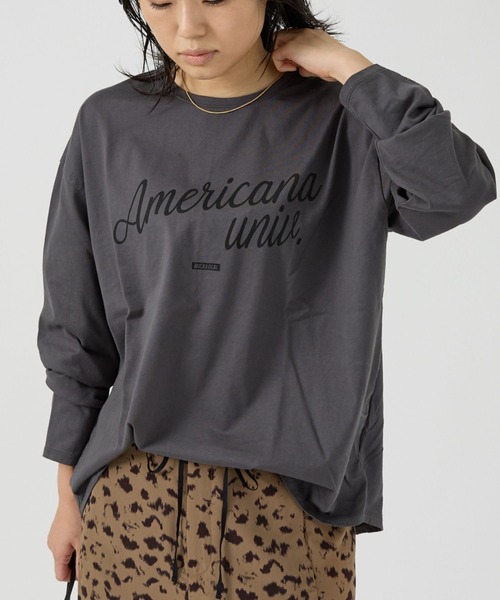 MICA&DEAL(マイカ&ディール)の「【AMERICANA×MICA&DEAL/ アメリカーナ×マイカ】long tee ロゴロングスリーブTシャツ(Tシャツ/カットソー・レディース・ネイビー/ブラウン/ホワイト/グレー・フリー)」の3枚目の写真
