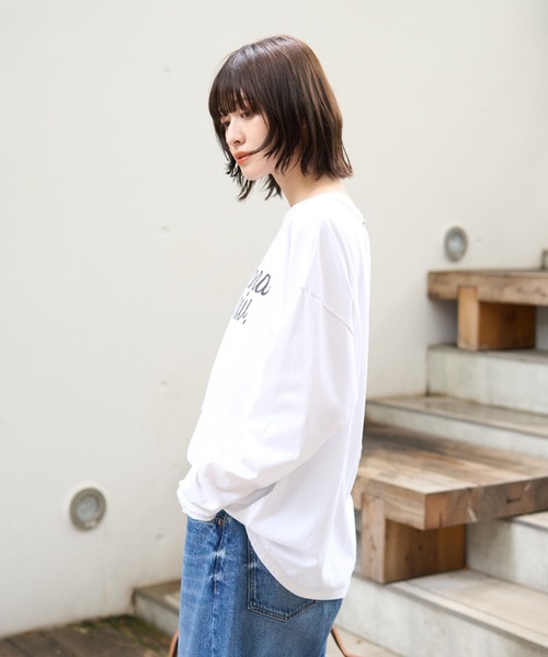 MICA&DEAL(マイカ&ディール)の「【AMERICANA×MICA&DEAL/ アメリカーナ×マイカ】long tee ロゴロングスリーブTシャツ(Tシャツ/カットソー・レディース・ネイビー/ブラウン/ホワイト/グレー・フリー)」の9枚目の写真