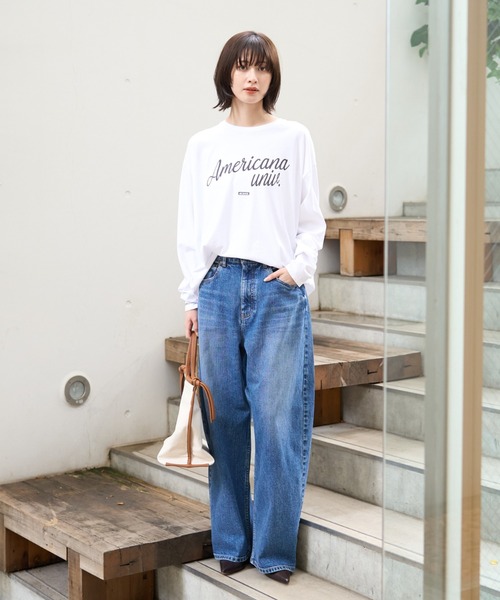 MICA&DEAL(マイカ&ディール)の「【AMERICANA×MICA&DEAL/ アメリカーナ×マイカ】long tee ロゴロングスリーブTシャツ(Tシャツ/カットソー・レディース・ネイビー/ブラウン/ホワイト/グレー・フリー)」の11枚目の写真