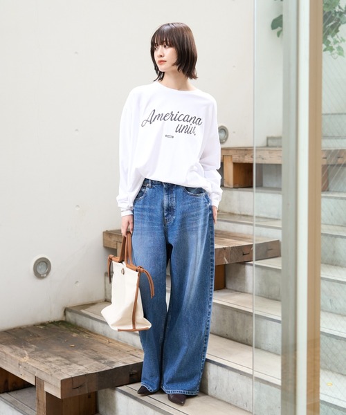 MICA&DEAL(マイカ&ディール)の「【AMERICANA×MICA&DEAL/ アメリカーナ×マイカ】long tee ロゴロングスリーブTシャツ(Tシャツ/カットソー・レディース・ネイビー/ブラウン/ホワイト/グレー・フリー)」の13枚目の写真