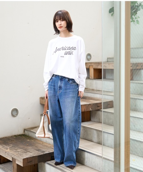 MICA&DEAL(マイカ&ディール)の「【AMERICANA×MICA&DEAL/ アメリカーナ×マイカ】long tee ロゴロングスリーブTシャツ(Tシャツ/カットソー・レディース・ネイビー/ブラウン/ホワイト/グレー・フリー)」の14枚目の写真