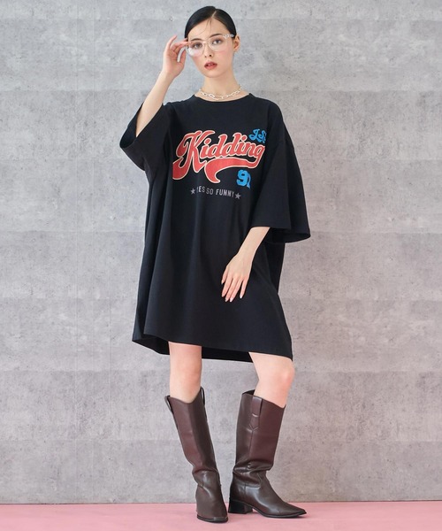 ANAP（アナップ）の「レトロ POP ロゴ プリント ビッグ Tシャツ（Tシャツ/カットソー・レディース・グレー/ホワイト/ブラック・FREE）」の12枚目の写真